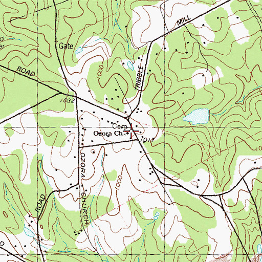 Topographic Map of Ozora Church, GA