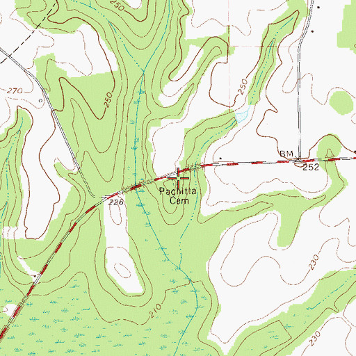 Topographic Map of Pachitla Cemetery, GA
