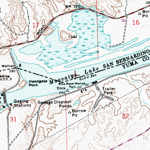 Topographic Map of Moovalya Lake, AZ