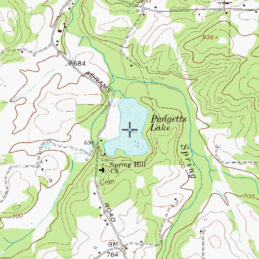 Topographic Map of Padgetts Lake, GA