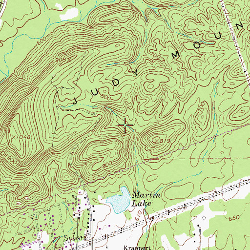 Topographic Map of Padlock Cemetery, GA