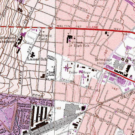 Topographic Map of Paine College, GA