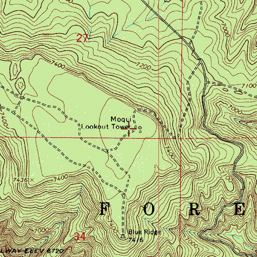Topographic Map of Moqui Lookout Tower, AZ