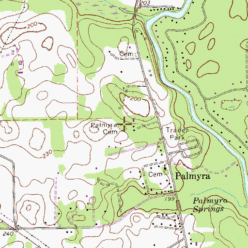 Topographic Map of Palmyra Cemetery, GA