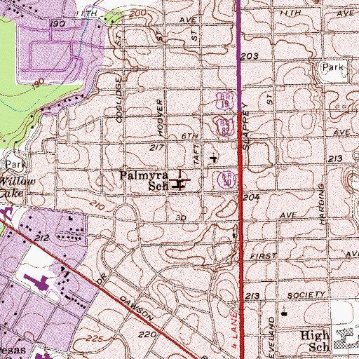 Topographic Map of Palmyra School, GA