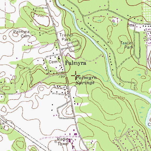 Topographic Map of Palmyra Springs, GA