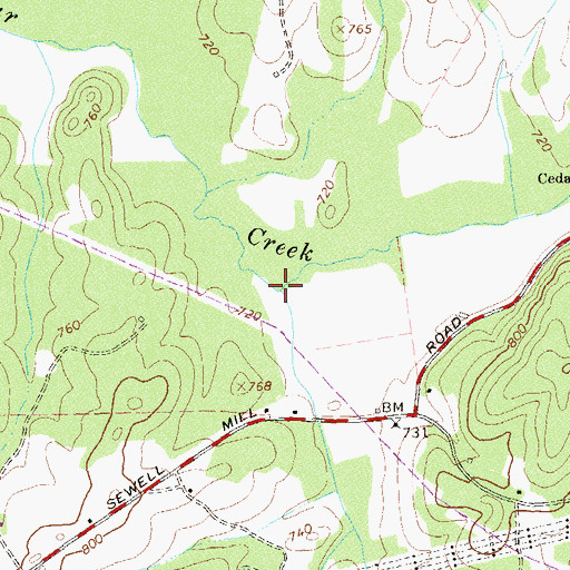 Topographic Map of Panther Creek, GA