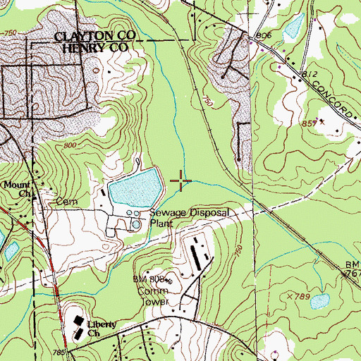 Topographic Map of Panther Creek, GA