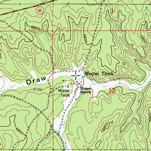 Topographic Map of Moqui Tank, AZ