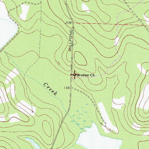Topographic Map of Paradise Church, GA