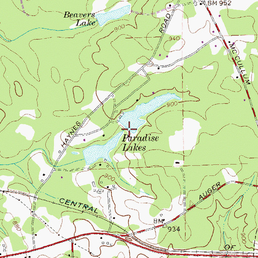 Topographic Map of Paradise Lakes, GA