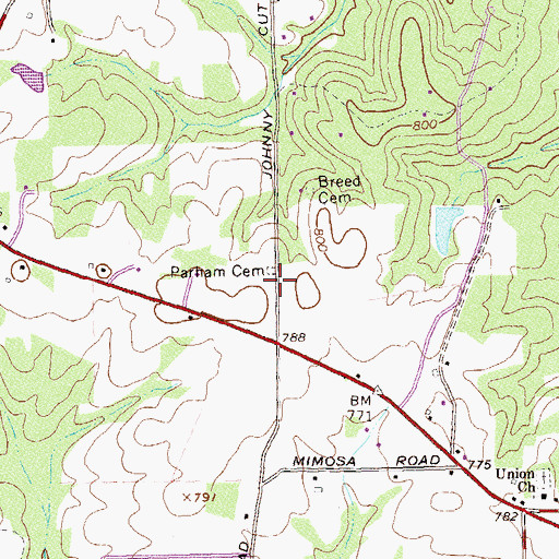 Topographic Map of Parham Cemetery, GA