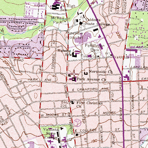 Topographic Map of Park Avenue Church, GA