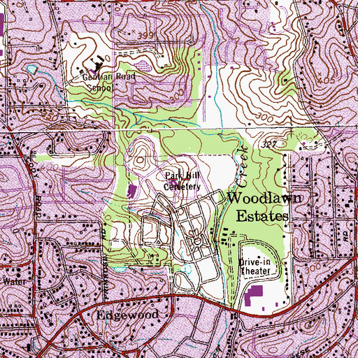Topographic Map of Parkhill Cemetery, GA