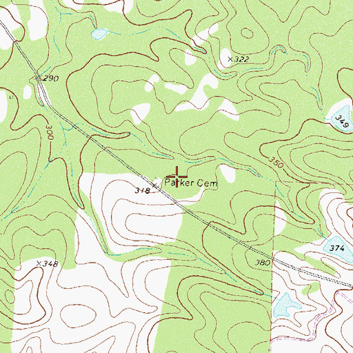 Topographic Map of Parker Cemetery, GA