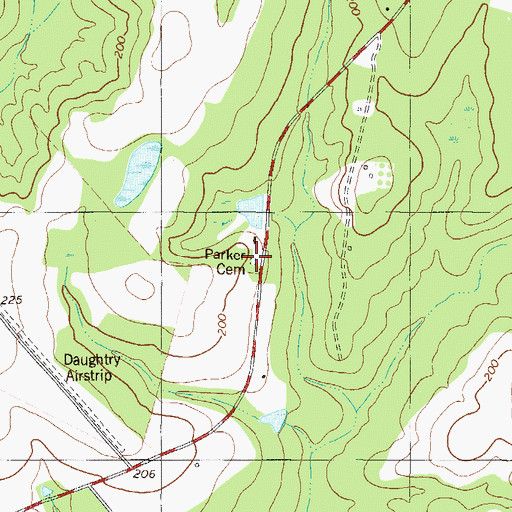 Topographic Map of Parker Cemetery, GA