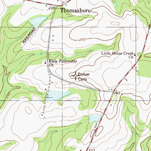 Topographic Map of Parker Cemetery, GA