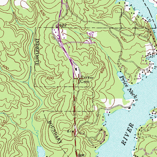 Topographic Map of Parker Cemetery, GA