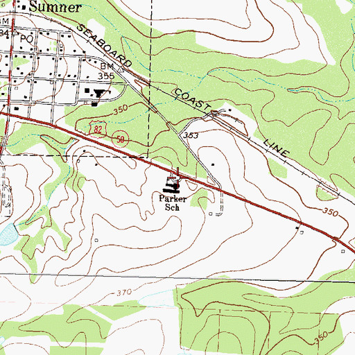 Topographic Map of Parker School, GA