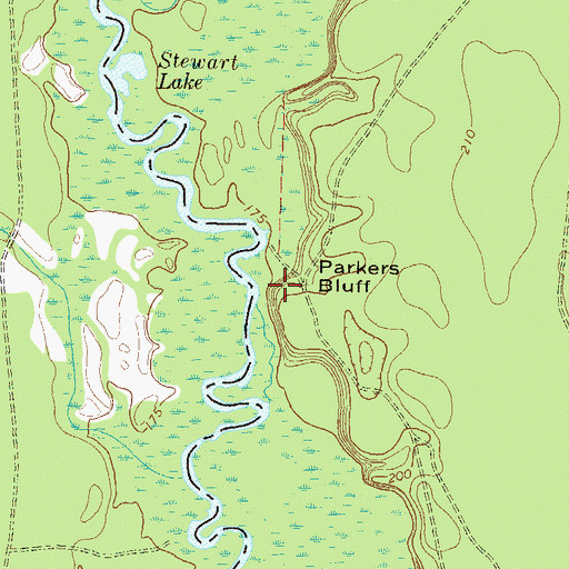 Topographic Map of Parkers Bluff, GA