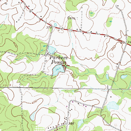 Topographic Map of Parkers Ponds, GA