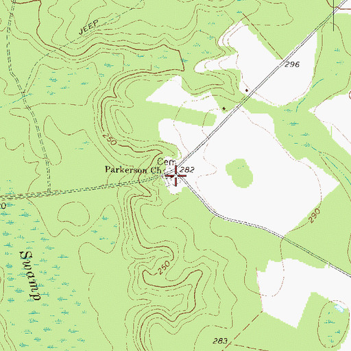 Topographic Map of Parkerson Baptist Church, GA