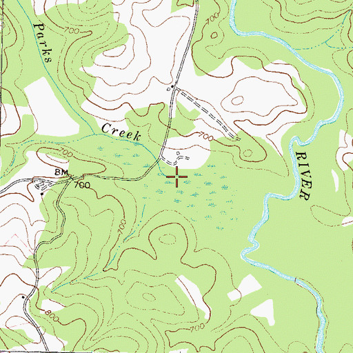 Topographic Map of Parks Creek, GA