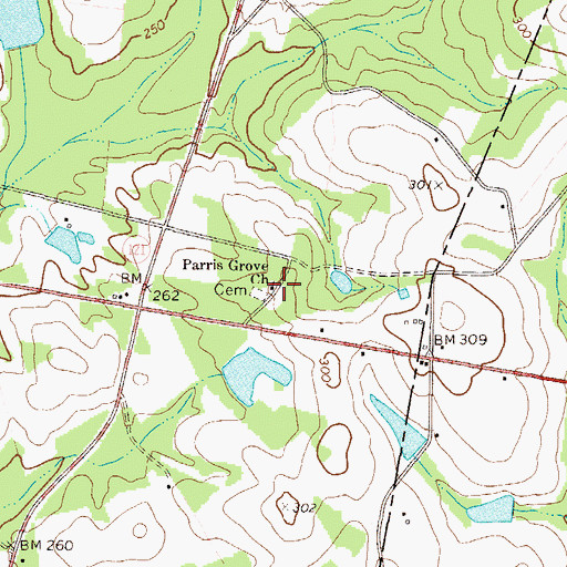 Topographic Map of Parris Grove Church, GA