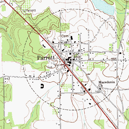 Topographic Map of Parrott, GA