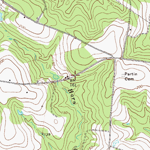 Topographic Map of Partin Cemetery, GA