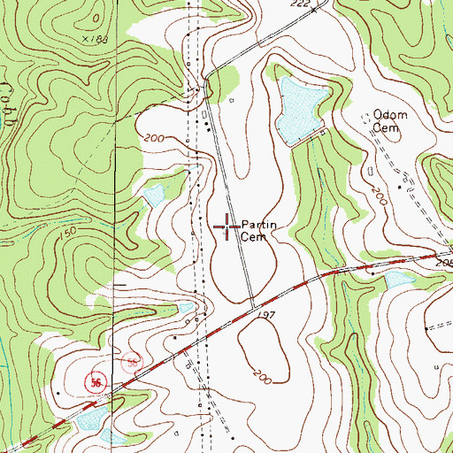Topographic Map of Partin Cemetery, GA