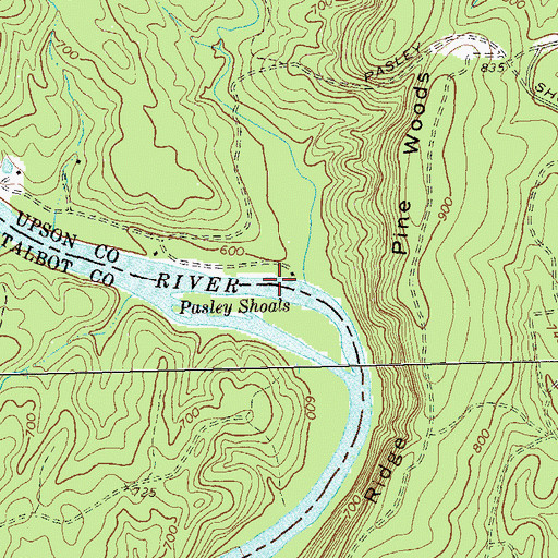 Topographic Map of Pasley Shoals, GA