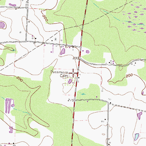 Topographic Map of Passmore Cemetery, GA