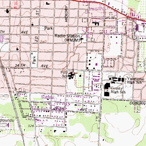 Topographic Map of Pate School, GA