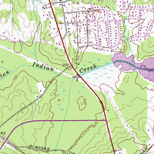 Topographic Map of Pates Creek, GA