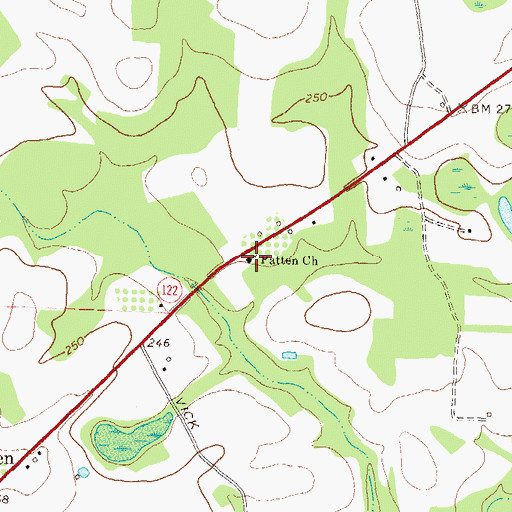 Topographic Map of Patten Church, GA