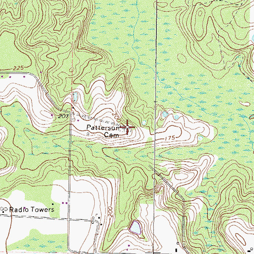 Topographic Map of Patterson Cemetery, GA