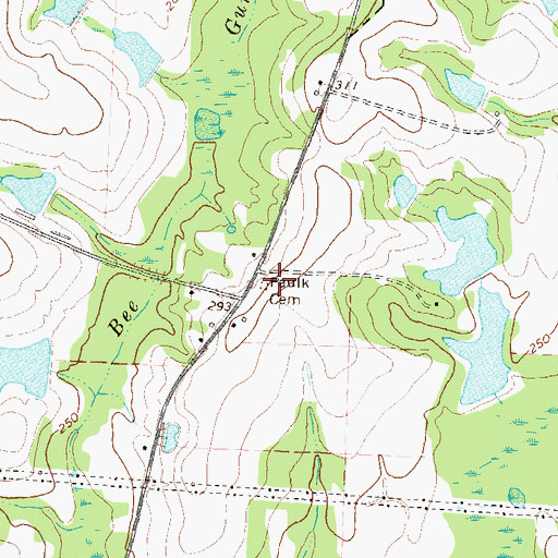 Topographic Map of Paulk Cemetery, GA