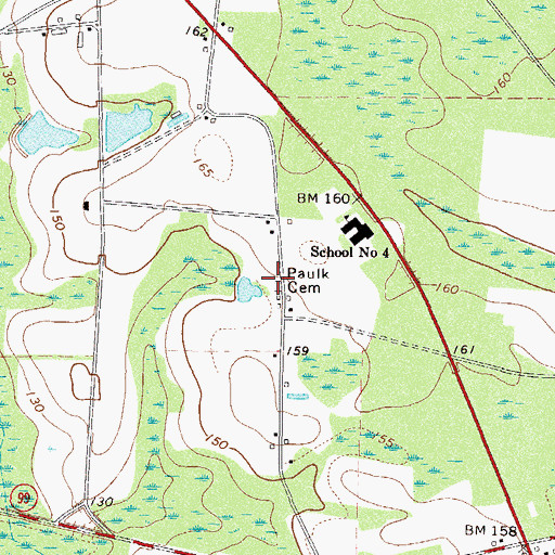 Topographic Map of Paulk Cemetery, GA