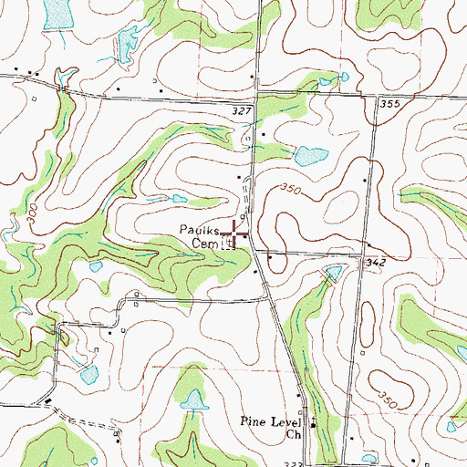 Topographic Map of Paulks Cemetery, GA