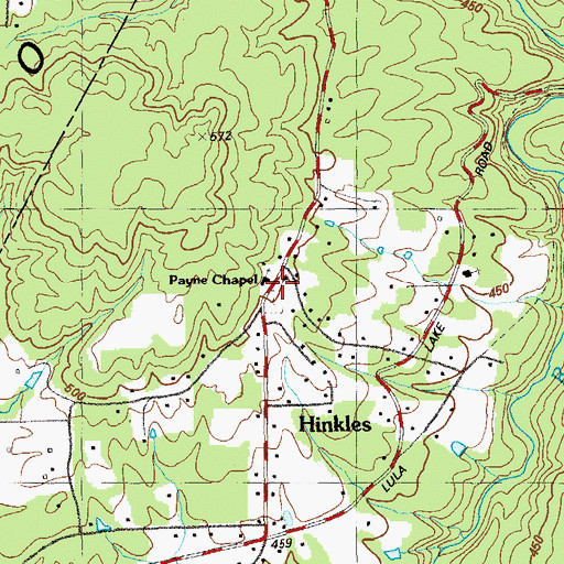 Topographic Map of Payne Chapel, GA