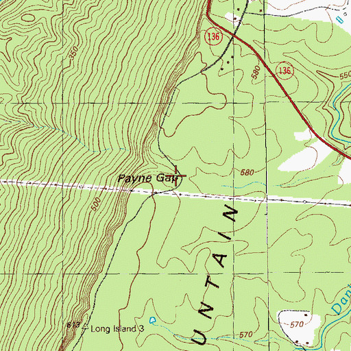 Topographic Map of Payne Gap, GA