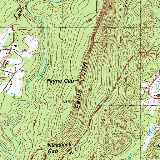Topographic Map of Payne Gap, GA
