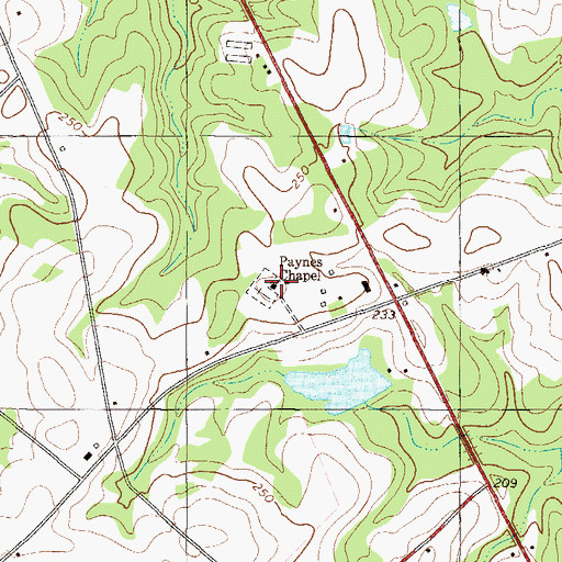 Topographic Map of Paynes Chapel, GA
