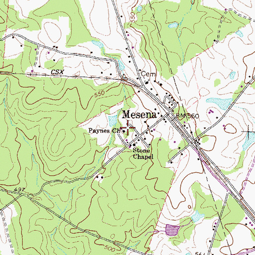 Topographic Map of Paynes Church, GA