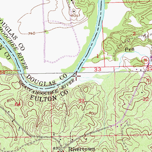 Topographic Map of Pea Creek, GA