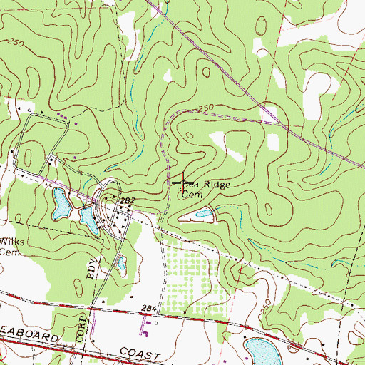 Topographic Map of Pea Ridge Cemetery, GA