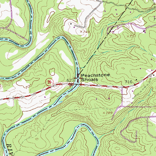 Topographic Map of Peachstone Shoals, GA