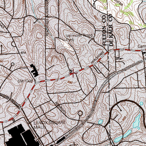 Topographic Map of Peachtree Road Church, GA