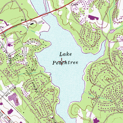 Topographic Map of Lake Peachtree, GA